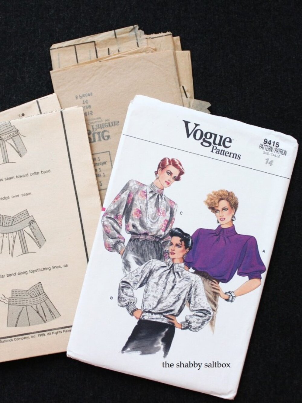 VTG 80s Vogue Sewing Pattern Womens Blouse Top Size 14 Bust 36 Padded Shoulders